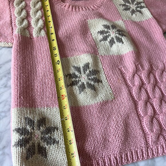 VINTAGE Carol Reed, 100% wool SHETLAND ski sweater , mauve, gray & ivory - Sz S - Picture 5 of 11